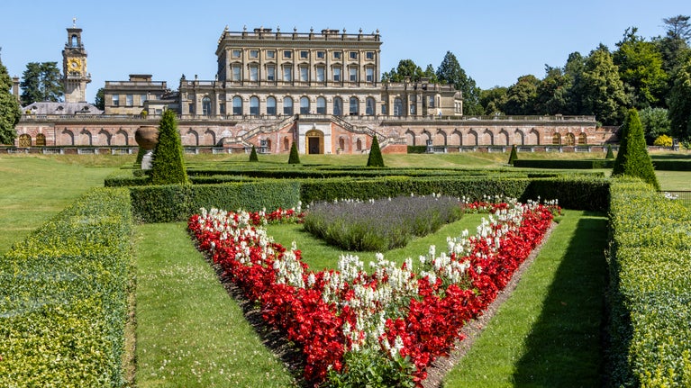 The formal parterre in July at Cliveden, Buckinghamshire.